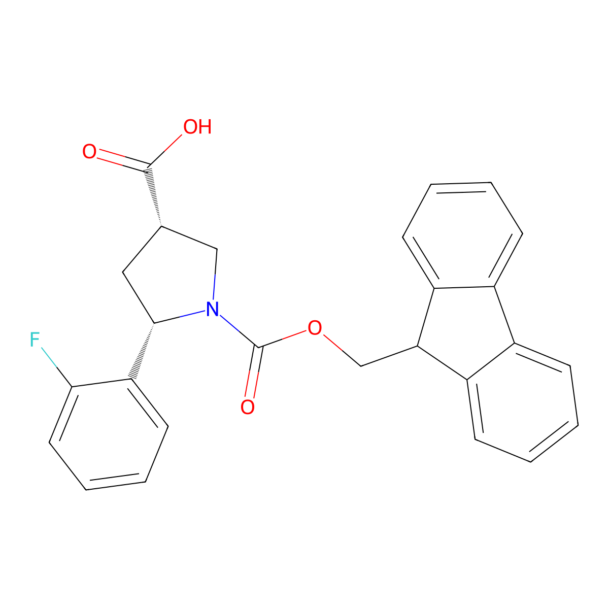 (3S,5S)-1-(9H-Fluoren-9-ylmethoxycarbonyl)-5-(2-fluorophenyl)pyrrolidine-3-carboxylic acid molecular structure, CAS 2649263-53-4