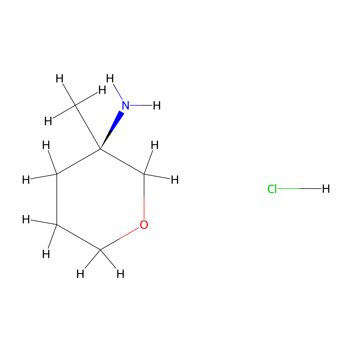 (3R)-3-methyloxan-3-amine hydrochloride molecular structure, CAS 2649263-57-8