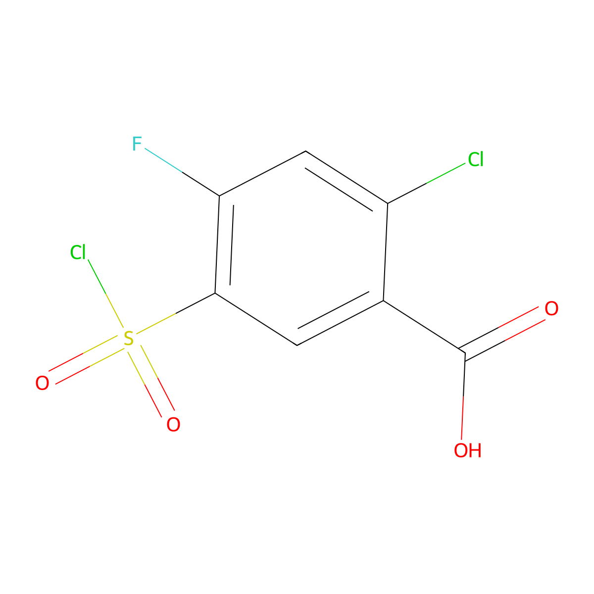 2-Chloro-5-chlorosulfonyl-4-fluorobenzoic acid molecular structure, CAS 264927-50-6