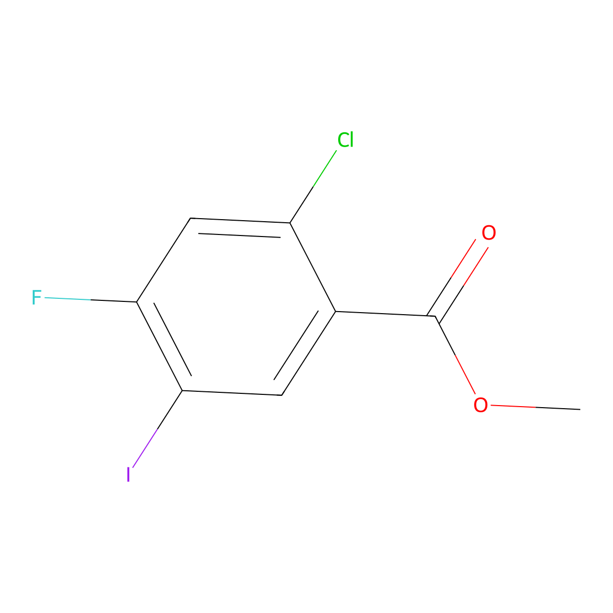 Methyl 2-chloro-4-fluoro-5-iodobenzoate molecular structure, CAS 264927-53-9