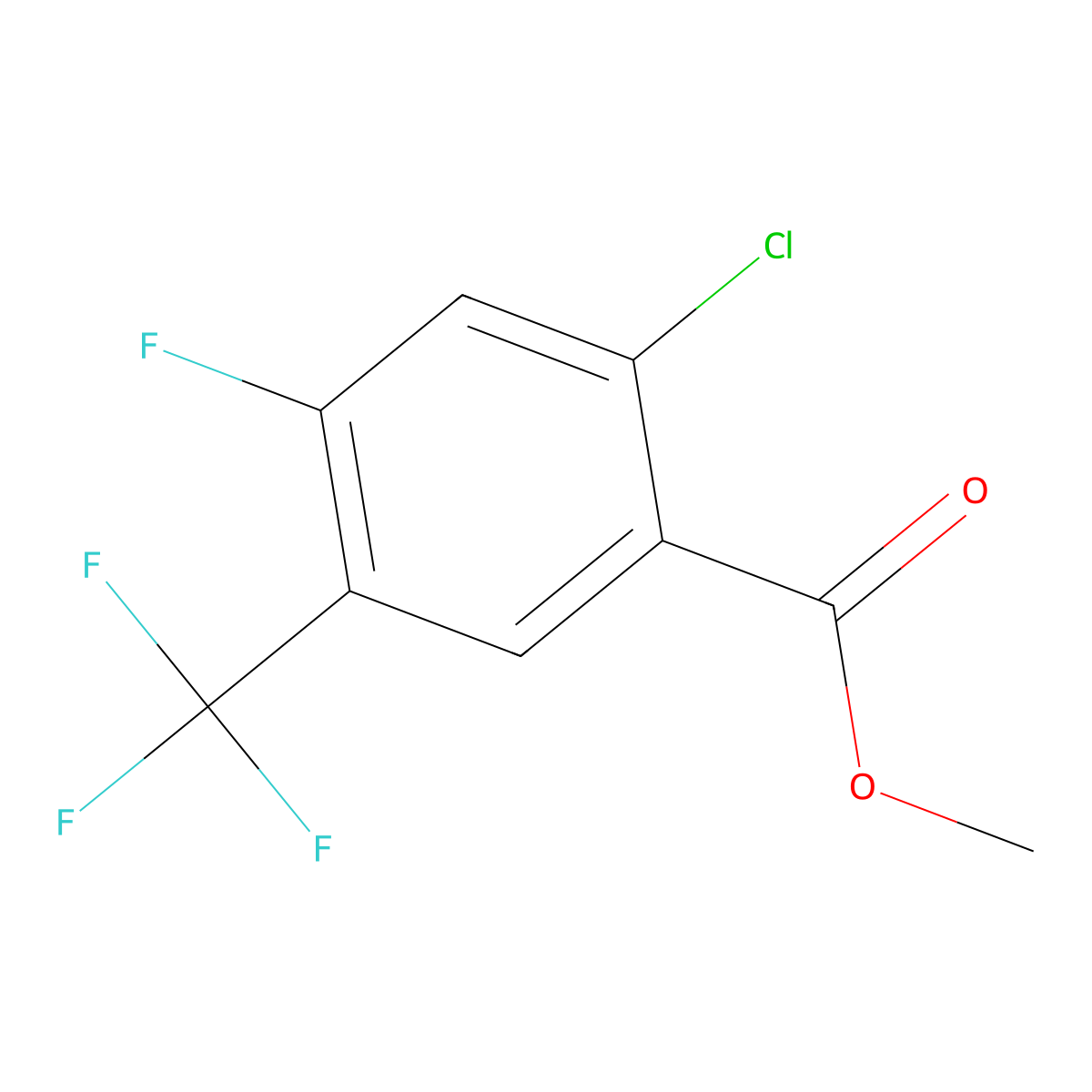 Methyl 2-chloro-4-fluoro-5-(trifluoromethyl)benzoate molecular structure, CAS 264927-55-1