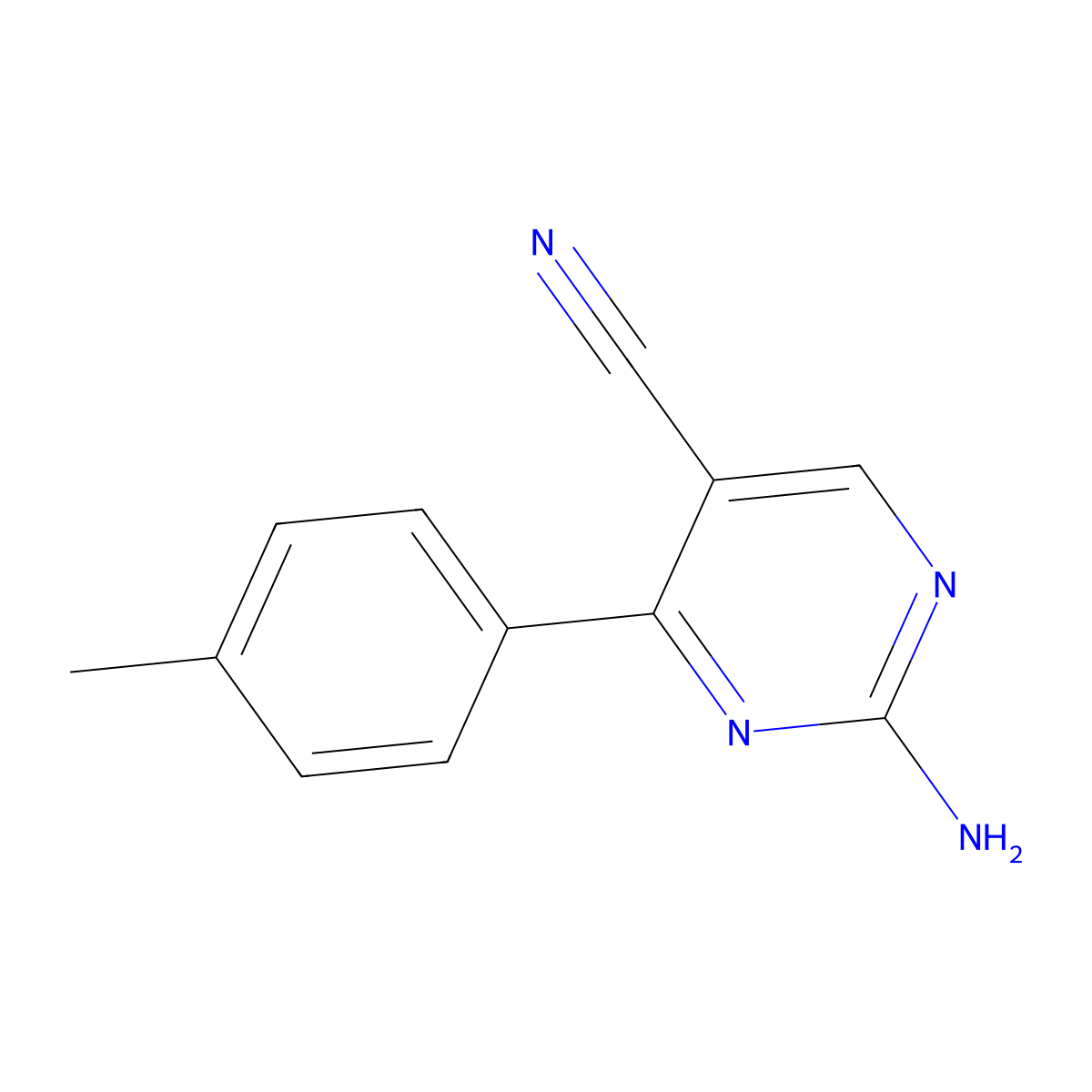 2-Amino-4-(4-methylphenyl)pyrimidine-5-carbonitrile molecular structure, CAS 264927-85-7