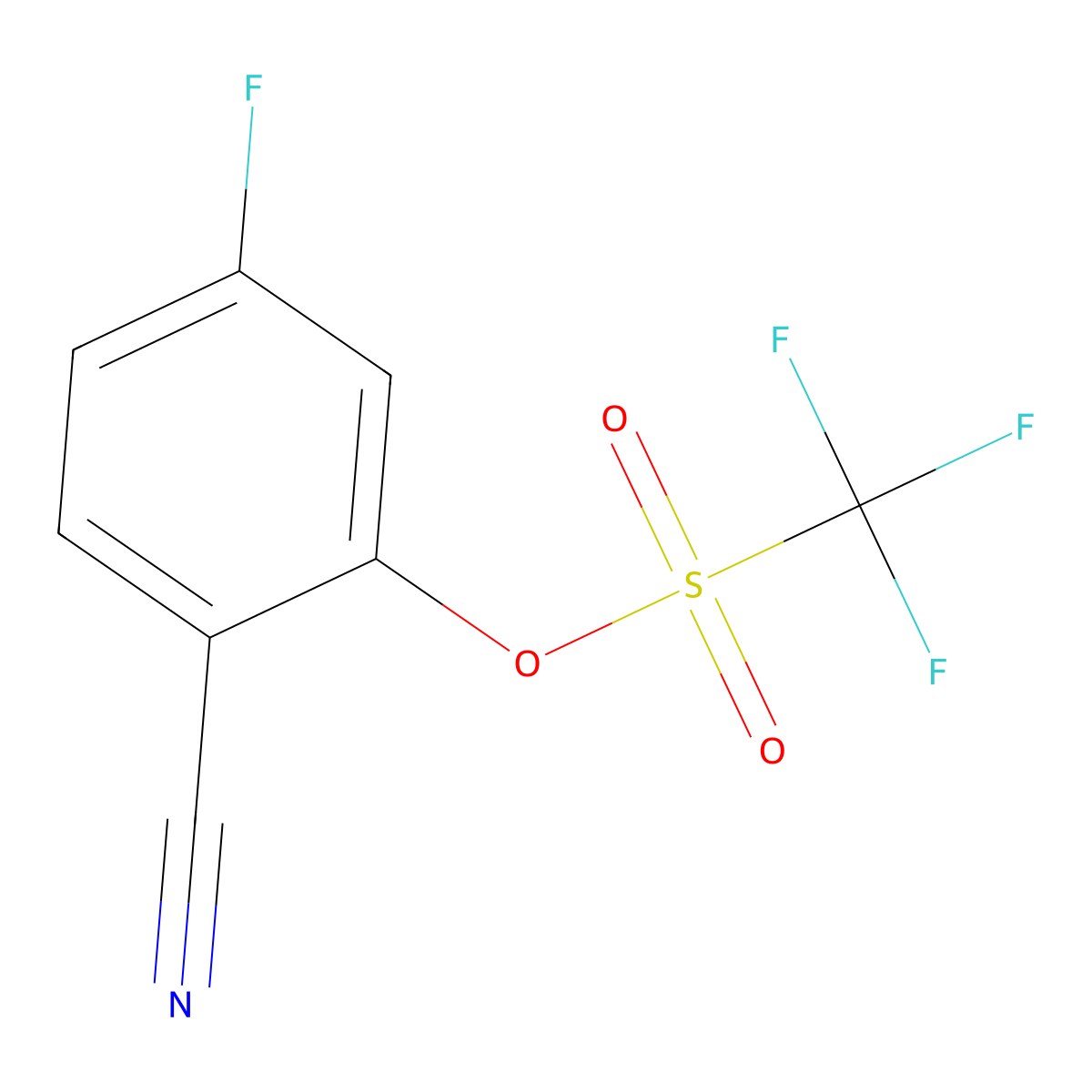 2-Cyano-5-fluorophenyl trifluoromethanesulfonate molecular structure, CAS 2649276-67-3