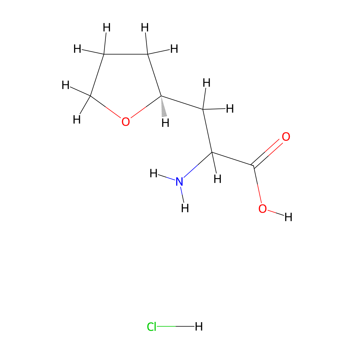 2-amino-3-[(2S)-oxolan-2-yl]propanoic acid hydrochloride molecular structure, CAS 2649294-37-9