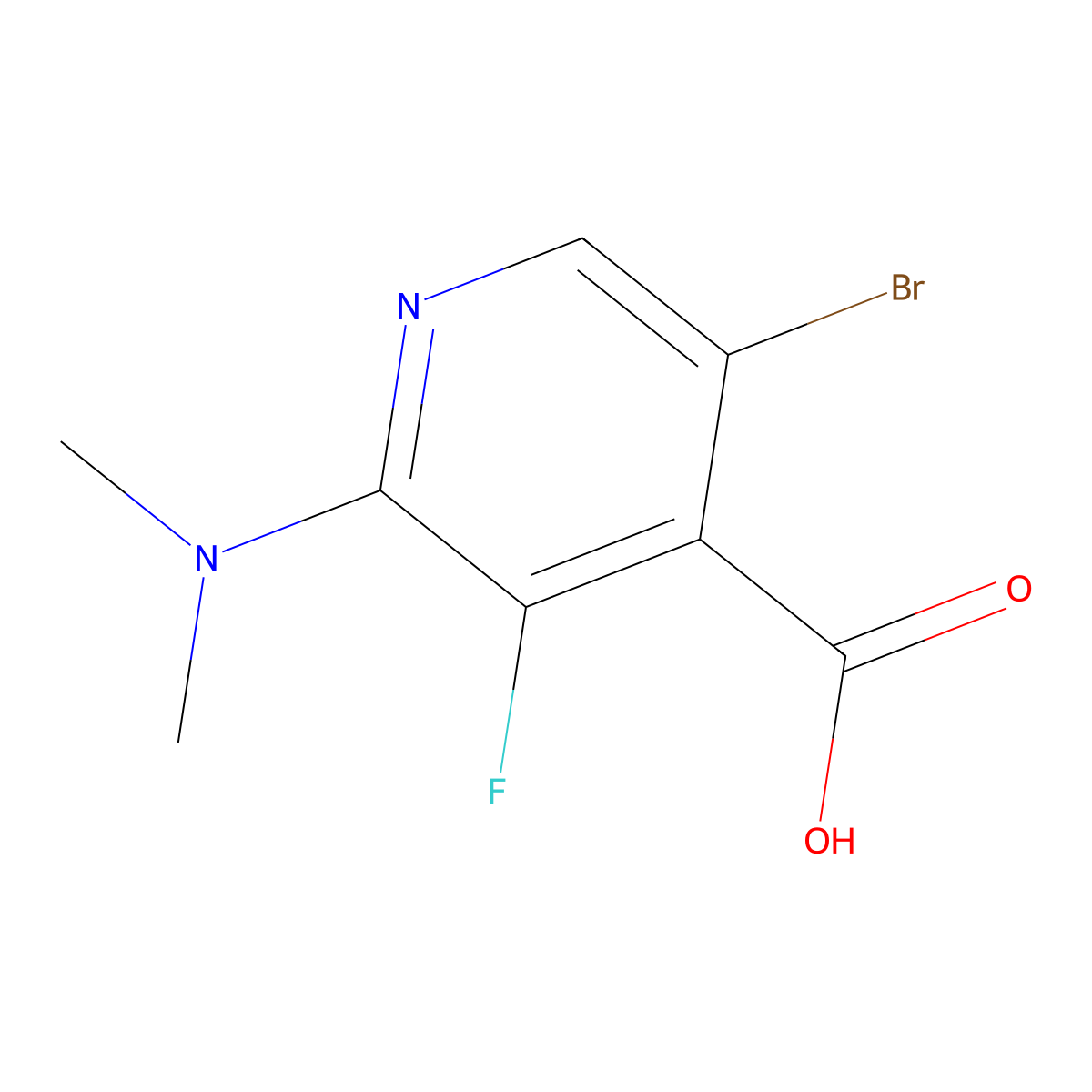 5-Bromo-2-(dimethylamino)-3-fluoropyridine-4-carboxylic acid molecular structure, CAS 2649322-73-4