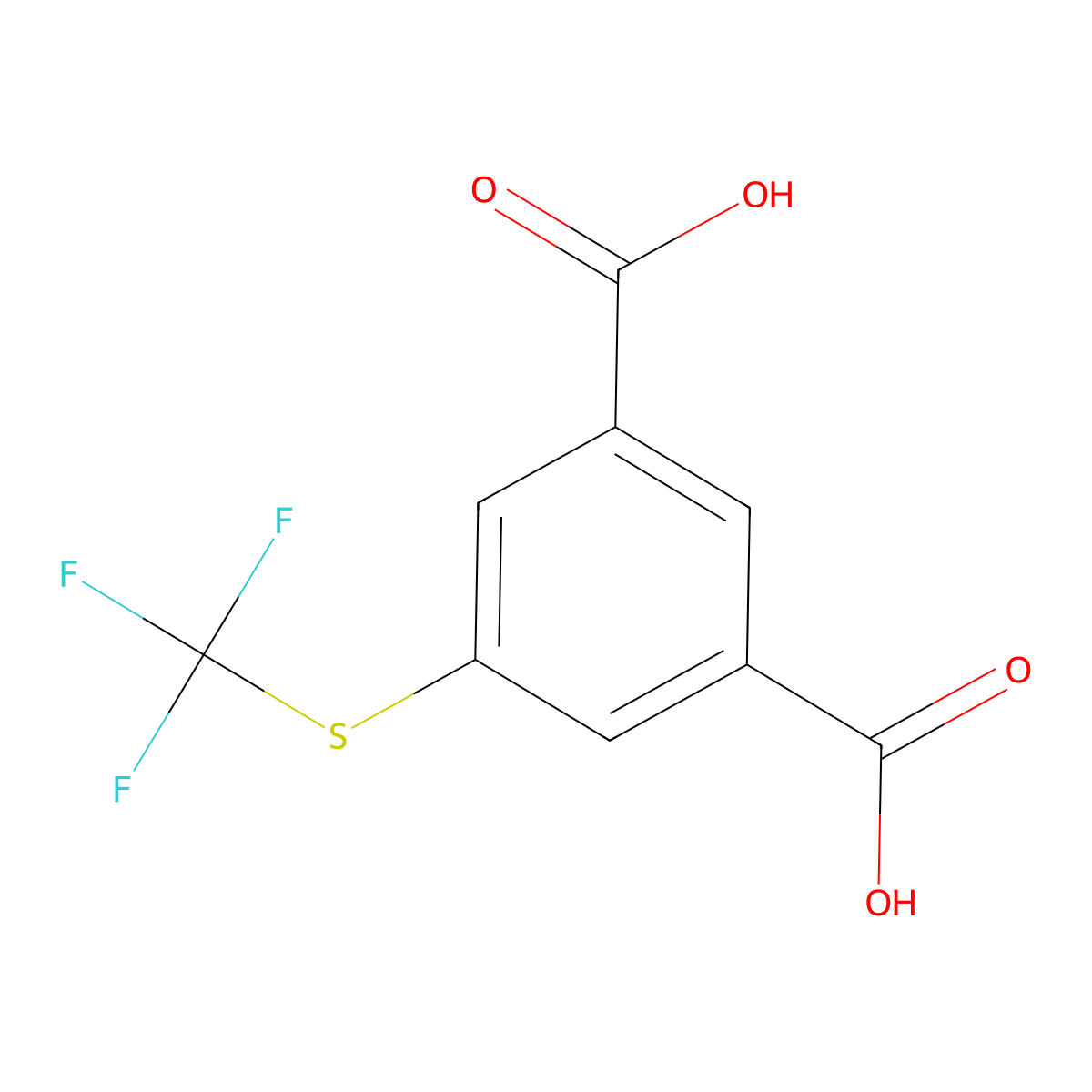 5-[(Trifluoromethyl)sulfanyl]benzene-1,3-dicarboxylic acid molecular structure, CAS 2649322-75-6