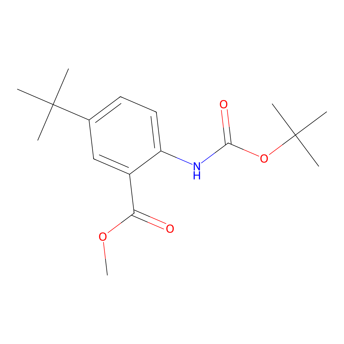 2-tert-Butoxycarbonylamino-5-tert-butyl-benzoic acid methyl ester molecular structure, CAS 2649322-88-1