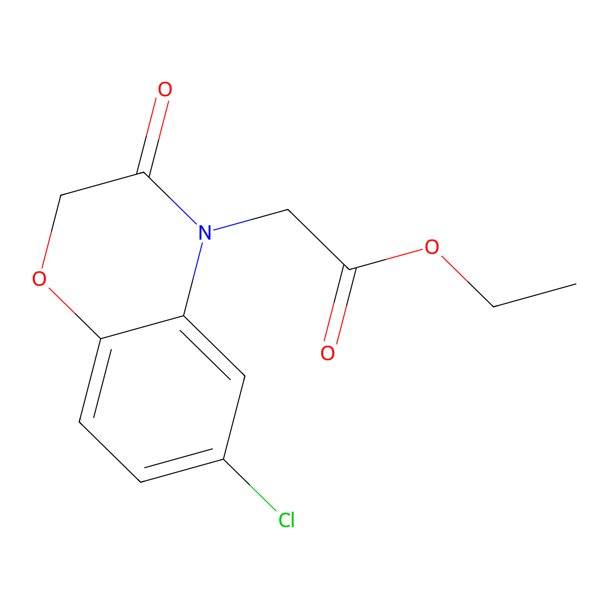 Ethyl 2-(6-chloro-3-oxo-1,4-benzoxazin-4-yl)acetate molecular structure, CAS 26494-57-5