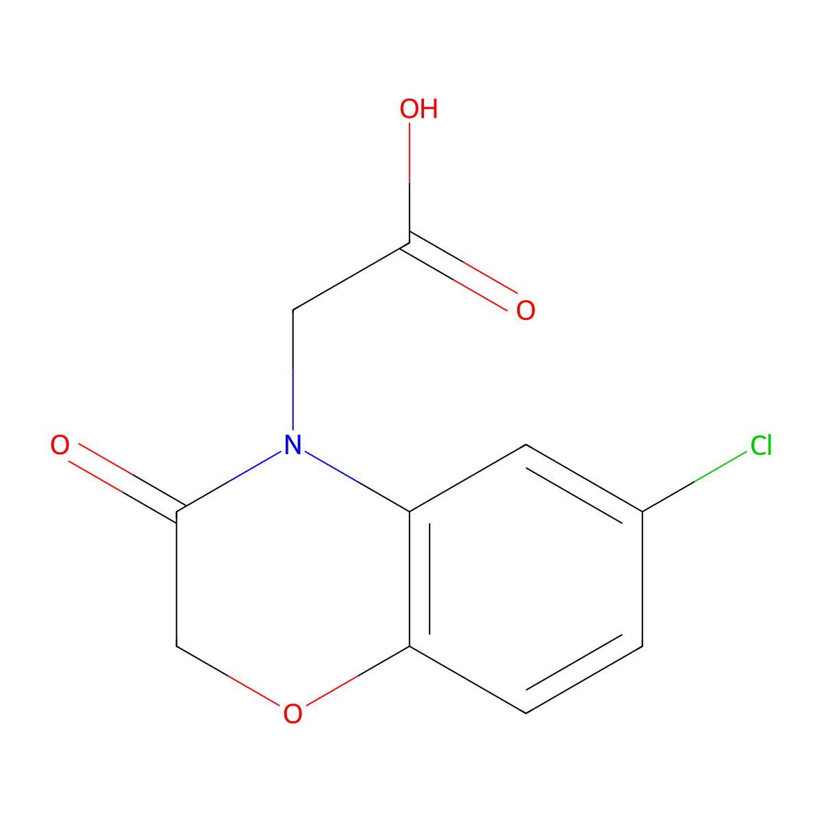 2-(6-chloro-3-oxo-3,4-dihydro-2H-1,4-benzoxazin-4-yl)acetic acid molecular structure, CAS 26494-58-6
