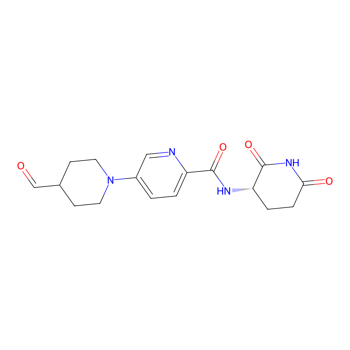 (S)-N-(2,6-Dioxopiperidin-3-yl)-5-(4-formylpiperidin-1-yl)picolinamide molecular structure, CAS 2649400-06-4