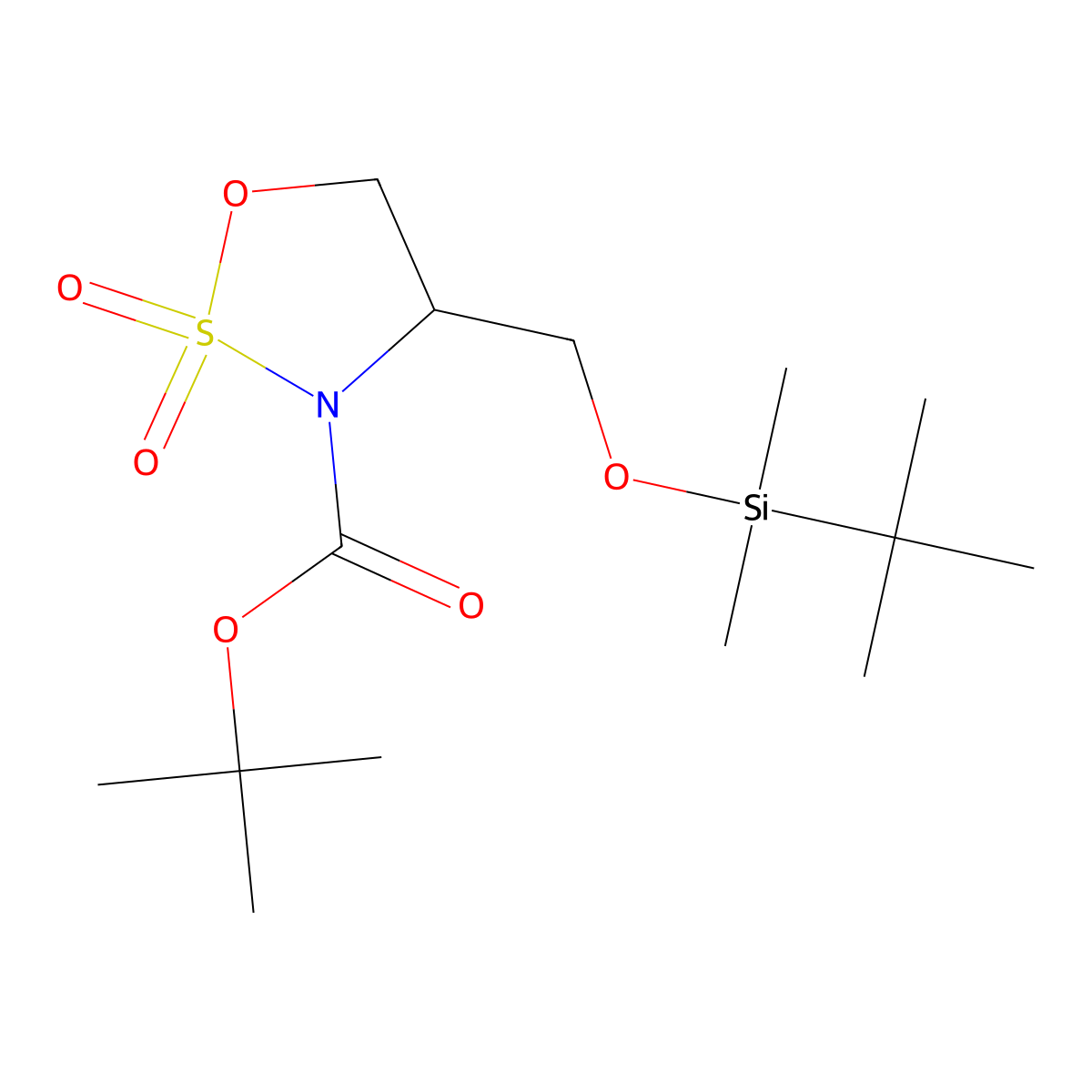 tert-Butyl (R)-4-(((tert-butyldimethylsilyl)oxy)methyl)-1,2,3-oxathiazolidine-3-carboxylate 2,2-dioxide molecular structure, CAS 2649409-89-0