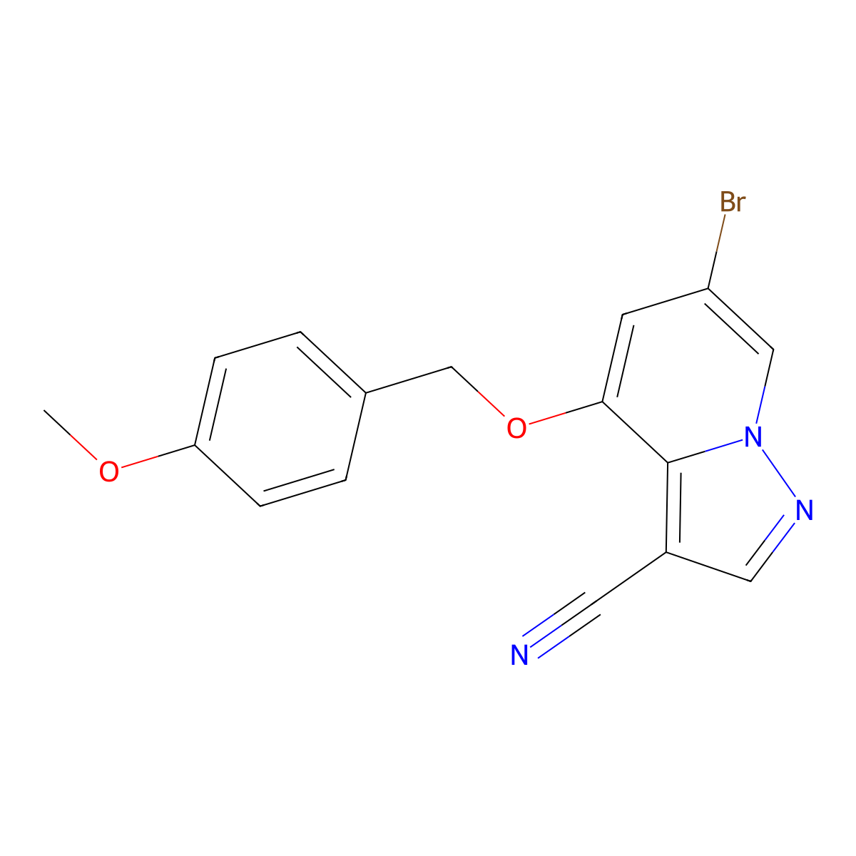 6-Bromo-4-[(4-methoxyphenyl)methoxy]pyrazolo[1,5-A]pyridine-3-carbonitrile molecular structure, CAS 2649420-28-8