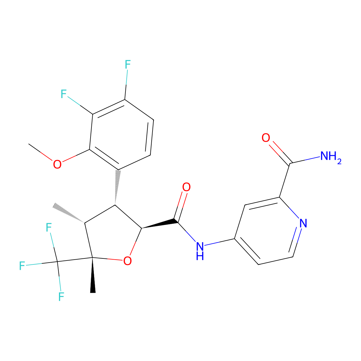 4-[[[(2S,3R,4R,5S)-3-(3,4-Difluoro-2-methoxyphenyl)tetrahydro-4,5-dimethyl-5-(trifluoromethyl)-2-furanyl]carbonyl]amino]-2-pyridinecarboxamide molecular structure, CAS 2649467-57-0