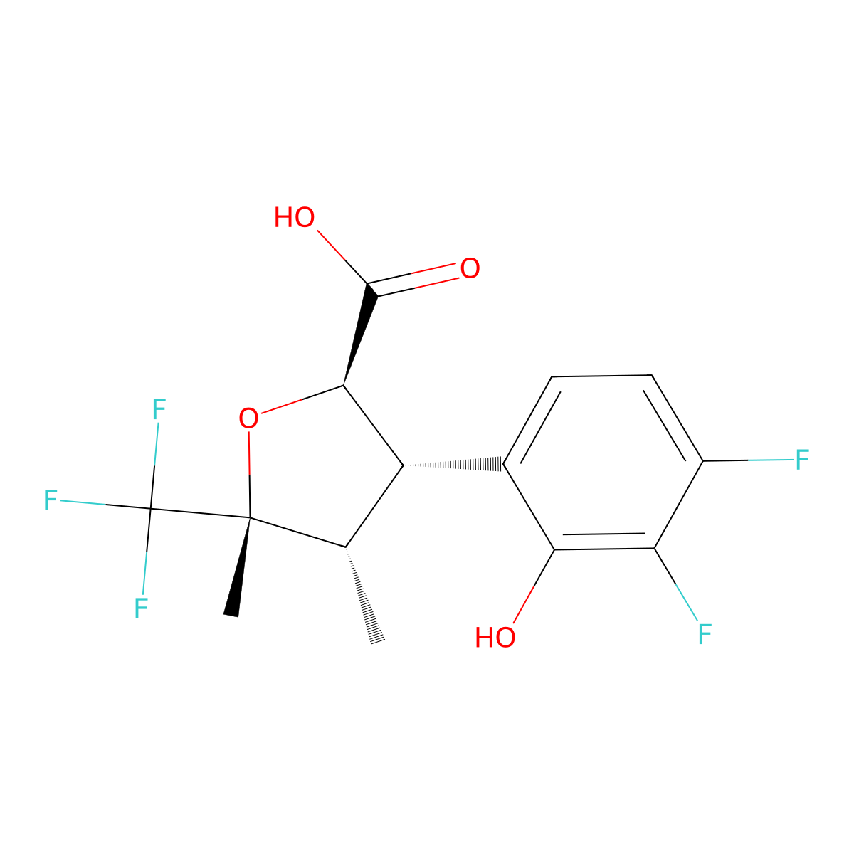 rel-(2R,3S,4S,5R)-3-(3,4-Difluoro-2-hydroxyphenyl)-4,5-dimethyl-5-(trifluoromethyl)tetrahydrofuran-2-carboxylic acid molecular structure, CAS 2649469-33-8