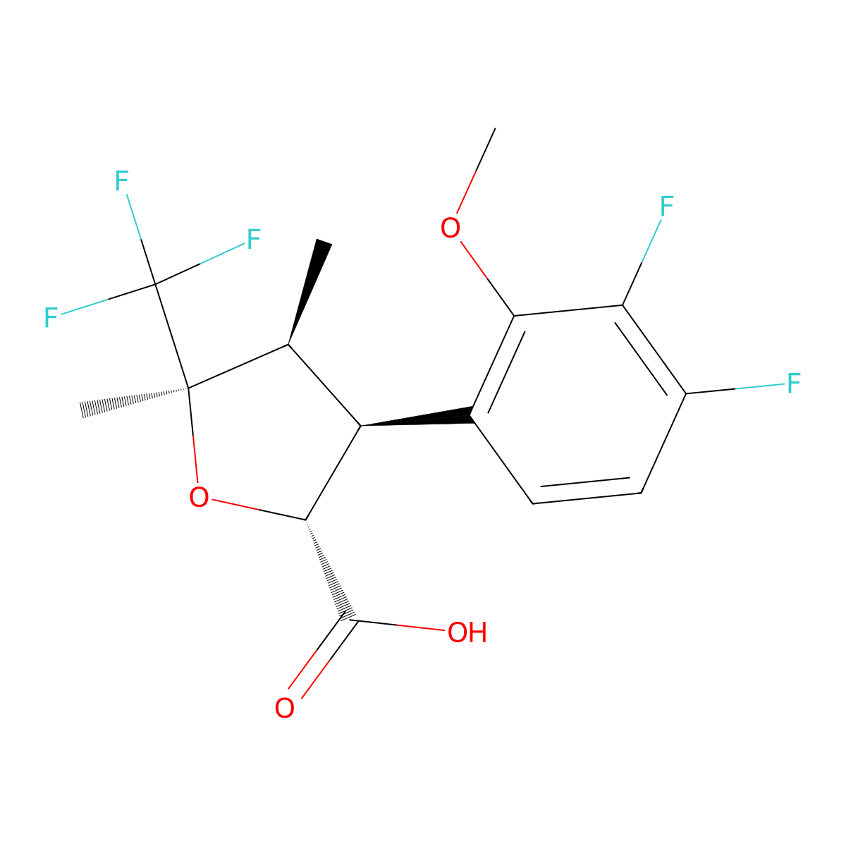 (2R,3S,4S,5R)-3-(3,4-difluoro-2-methoxyphenyl)-4,5-dimethyl-5-(trifluoromethyl)tetrahydrofuran-2-carboxylic acid molecular structure, CAS 2649470-87-9