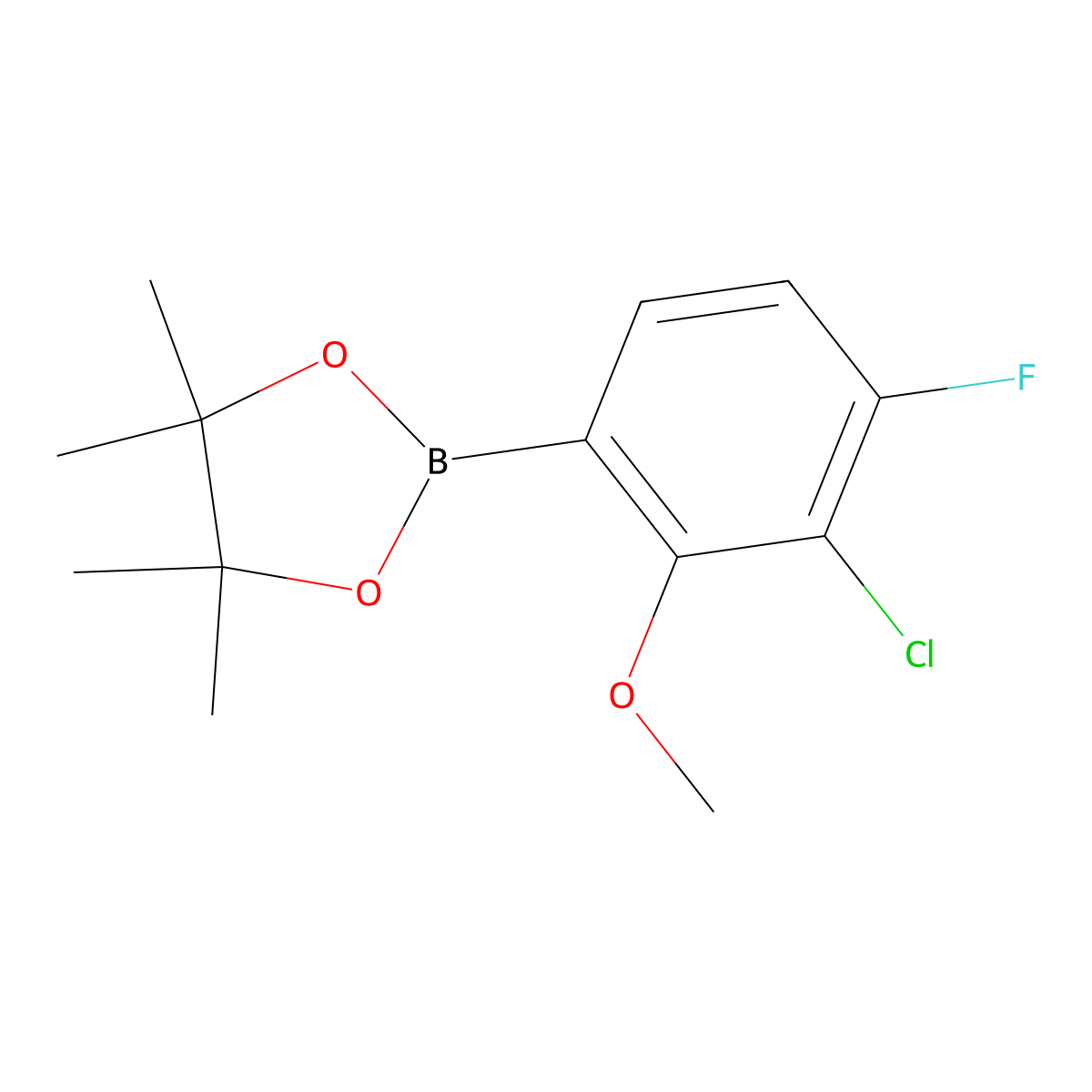 2-(3-Chloro-4-fluoro-2-methoxyphenyl)-4,4,5,5-tetramethyl-1,3,2-dioxaborolane molecular structure, CAS 2649471-82-7