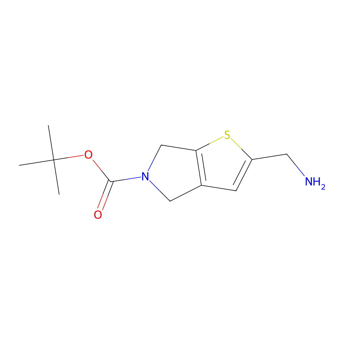 tert-Butyl 2-(aminomethyl)-4H-thieno[2,3-c]pyrrole-5(6H)-carboxylate molecular structure, CAS 2649491-66-5