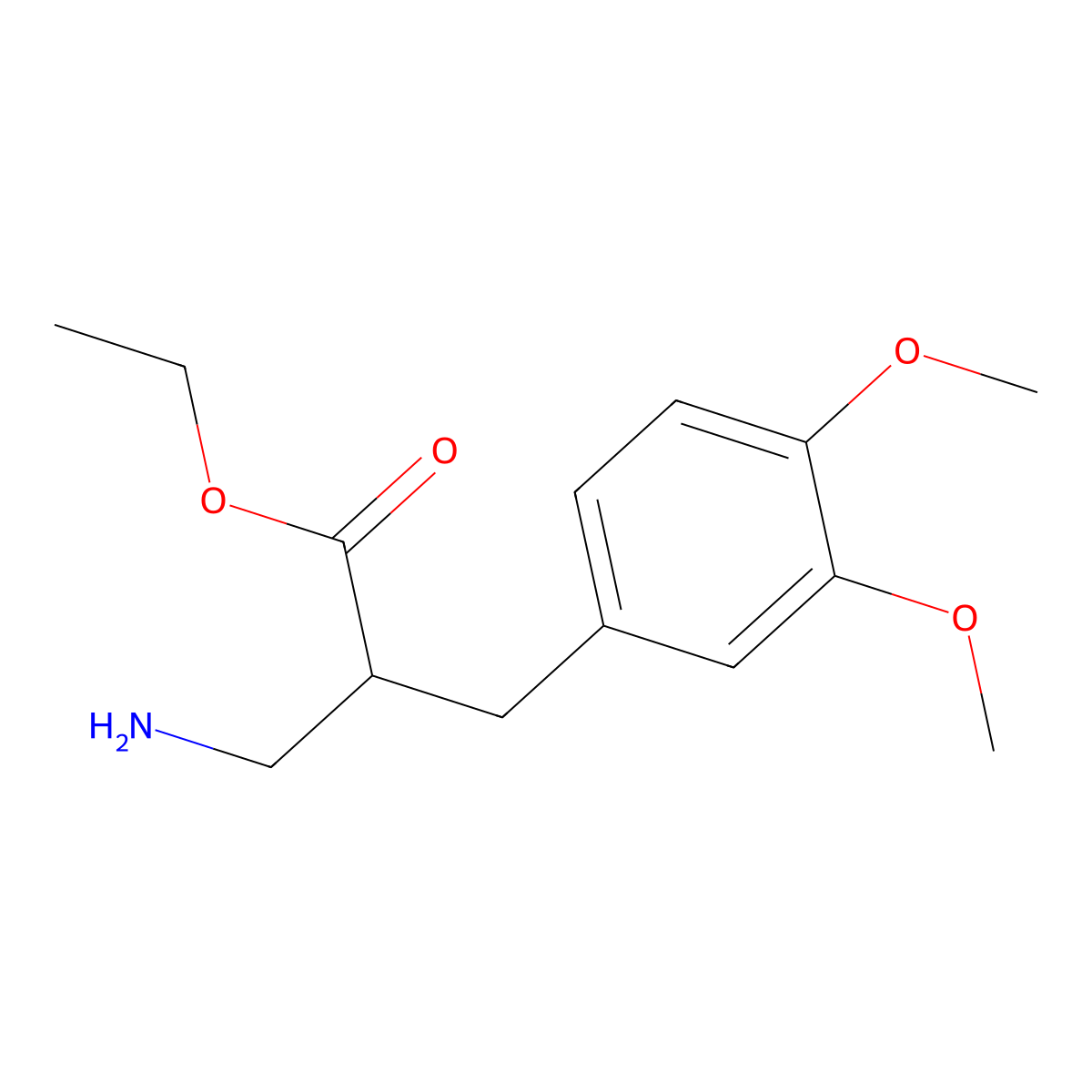 Ethyl 3-amino-2-[(3,4-dimethoxyphenyl)methyl]propanoate molecular structure, CAS 26495-21-6