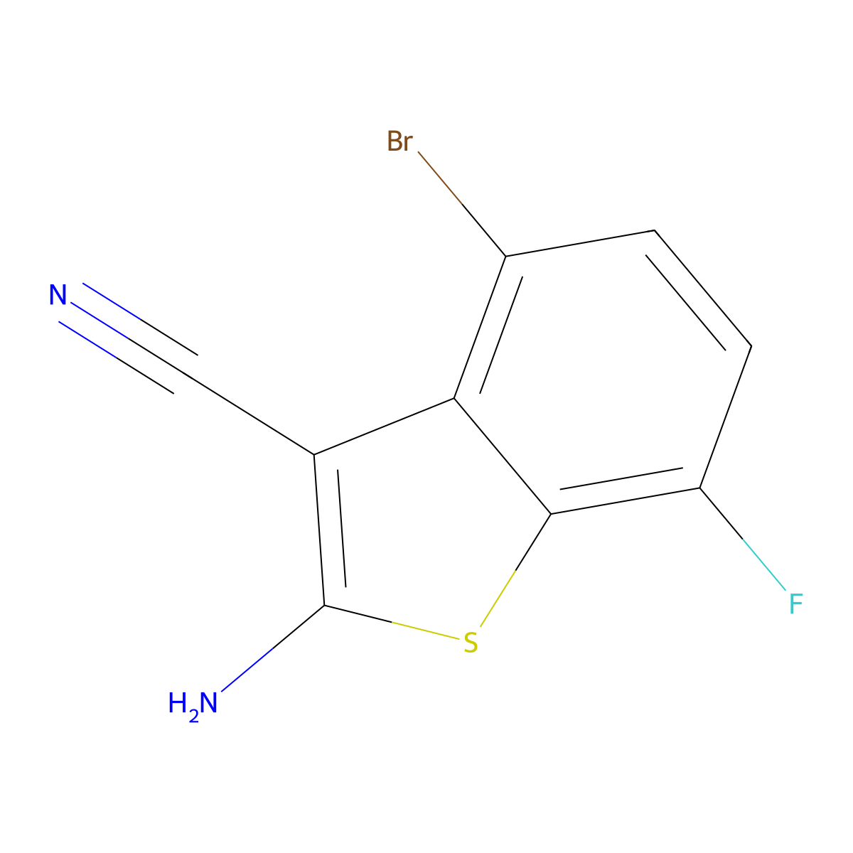 2-Amino-4-bromo-7-fluoro-benzothiophene-3-carbonitrile molecular structure, CAS 2649788-78-1