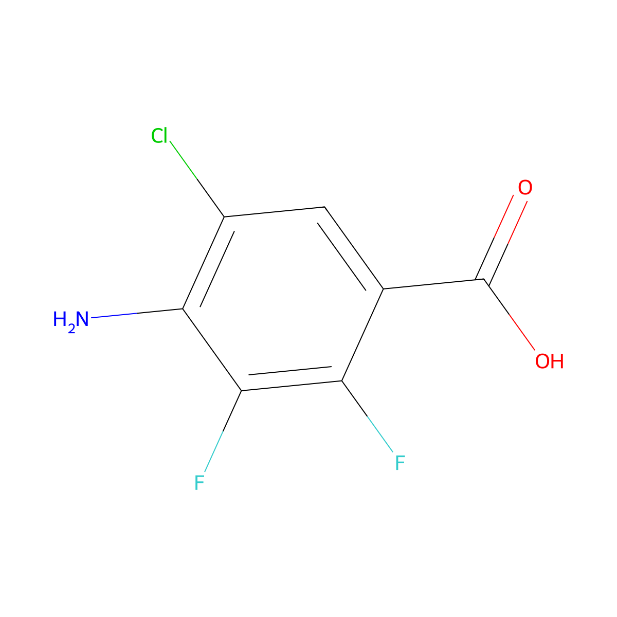 4-Amino-5-chloro-2,3-difluorobenzoic acid molecular structure, CAS 2649788-84-9
