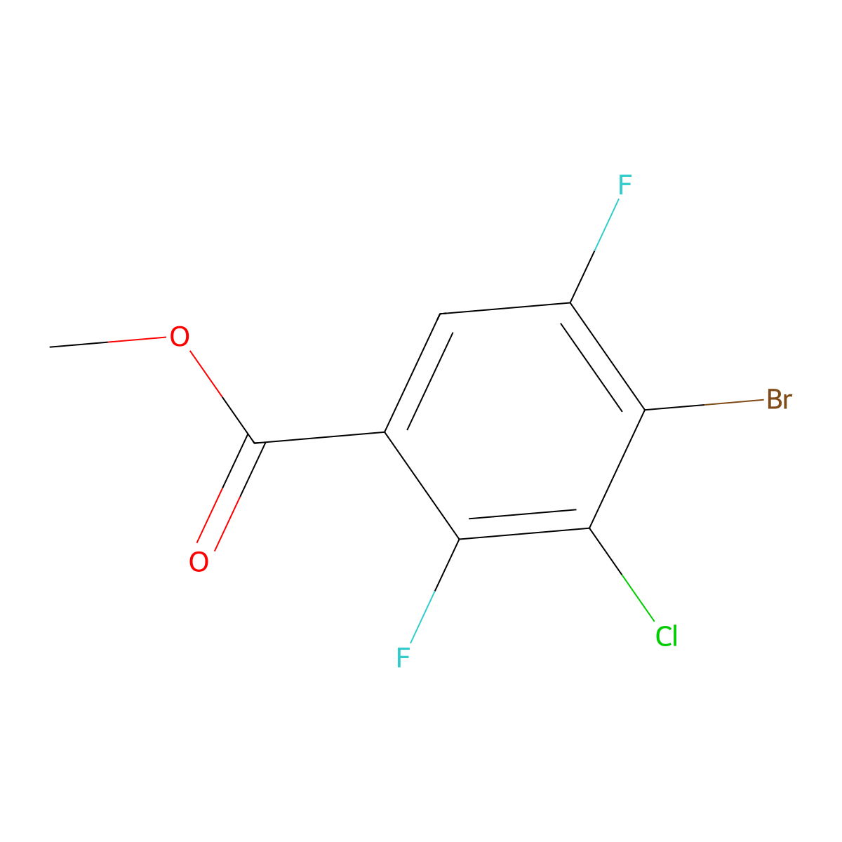 Methyl 4-bromo-3-chloro-2,5-difluorobenzoate molecular structure, CAS 2649788-90-7