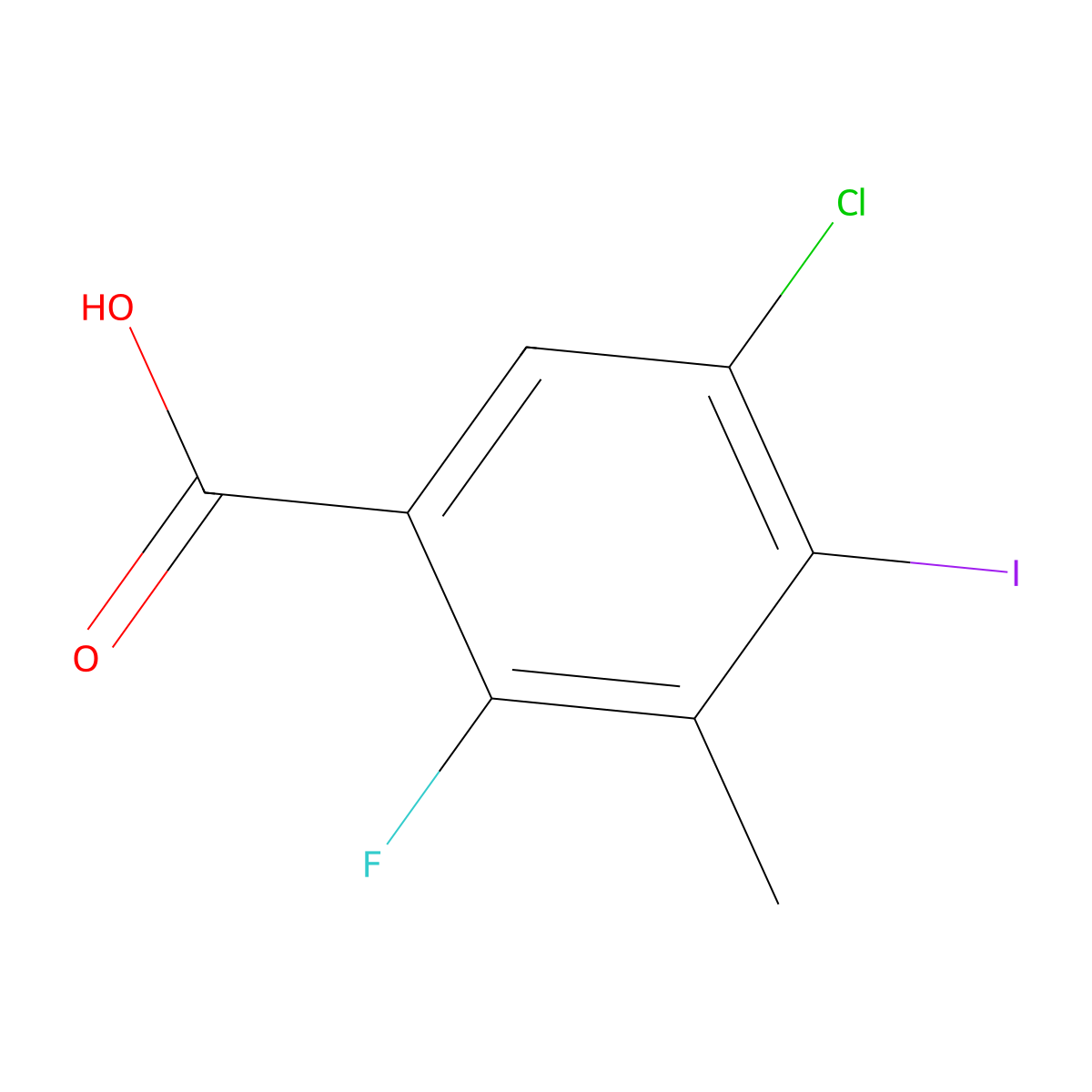 5-Chloro-2-fluoro-4-iodo-3-methylbenzoic acid molecular structure, CAS 2649788-91-8