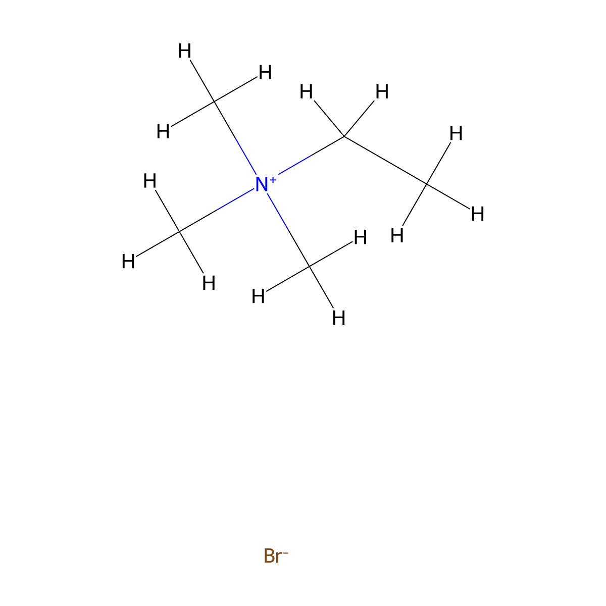 Trimethylethylammonium bromide molecular structure, CAS 2650-77-3