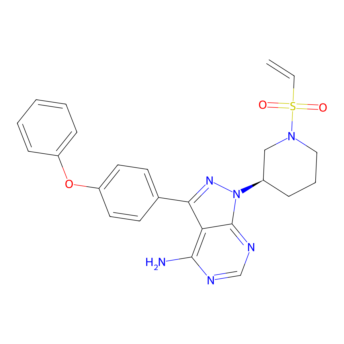 (R)-3-(4-Phenoxyphenyl)-1-[1-(vinylsulfonyl)-3-piperidyl]-1H-pyrazolo[3,4-d]pyrimidin-4-amine molecular structure, CAS 2650078-30-9