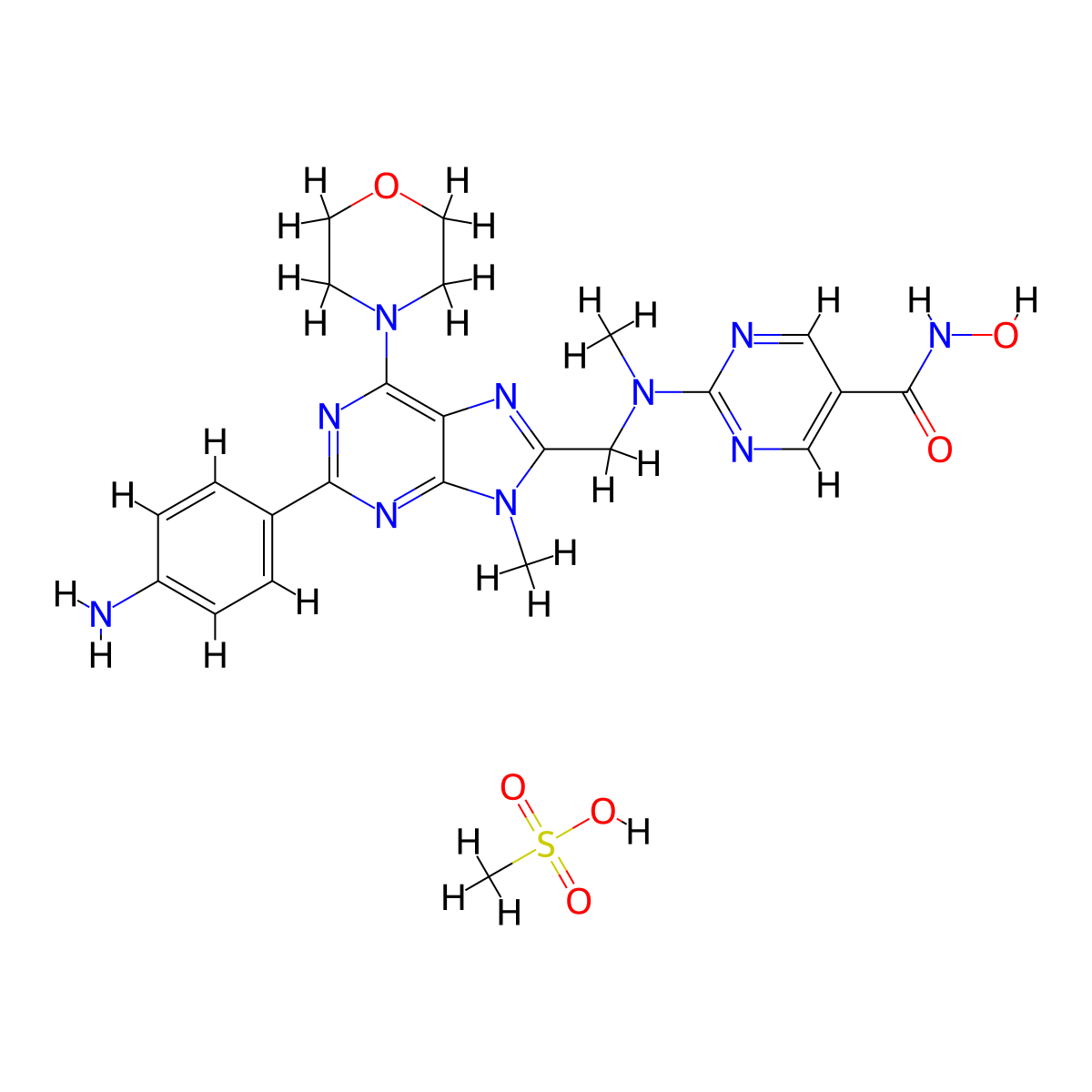 Purinostat Mesylate molecular structure, CAS 2650188-32-0