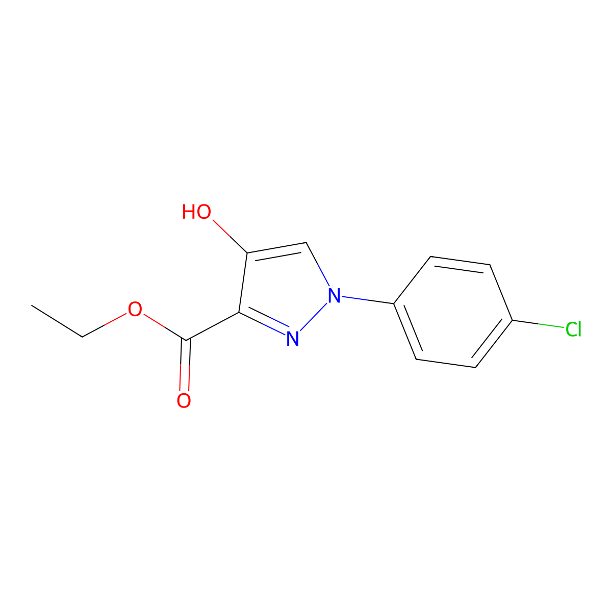 Ethyl 1-(4-chlorophenyl)-4-hydroxy-1H-pyrazole-3-carboxylate molecular structure, CAS 26502-56-7