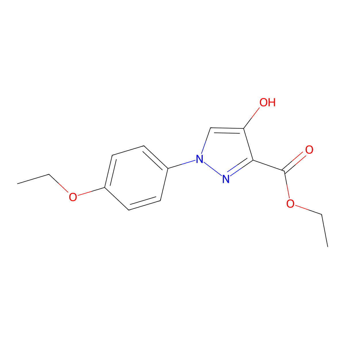 Ethyl 1-(4-ethoxyphenyl)-4-hydroxy-1H-pyrazole-3-carboxylate molecular structure, CAS 26502-58-9
