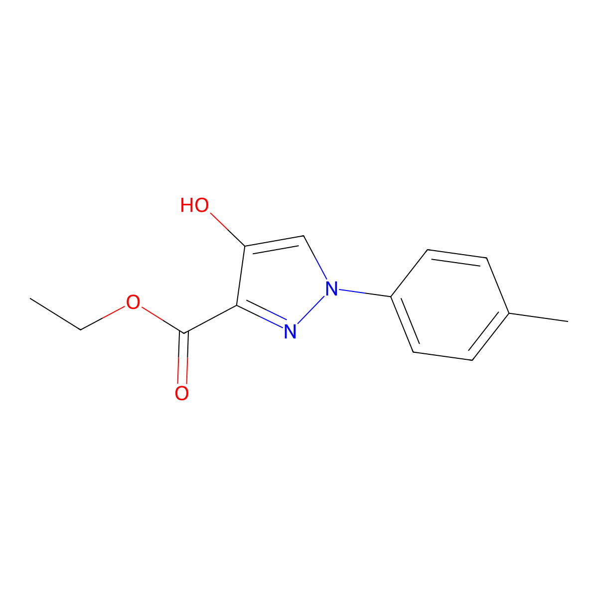 Ethyl 4-hydroxy-1-(4-methylphenyl)-1H-pyrazole-3-carboxylate molecular structure, CAS 26502-59-0