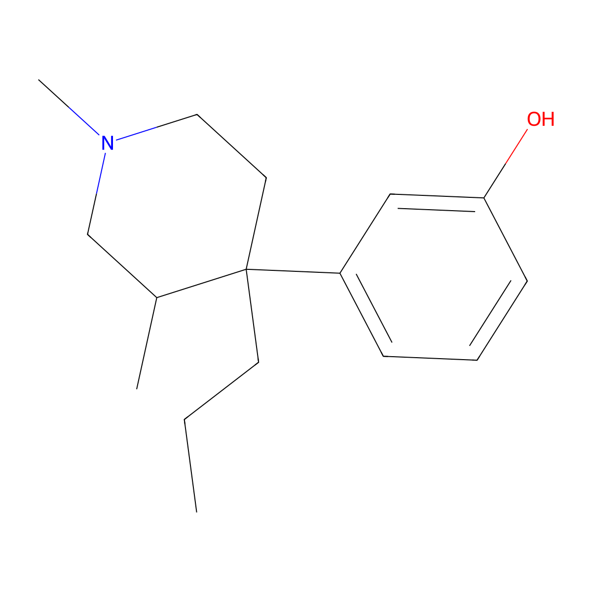 Phenol, 3-[(3R,4S)-1,3-dimethyl-4-propyl-4-piperidinyl]-, rel- molecular structure, CAS 2650427-35-1