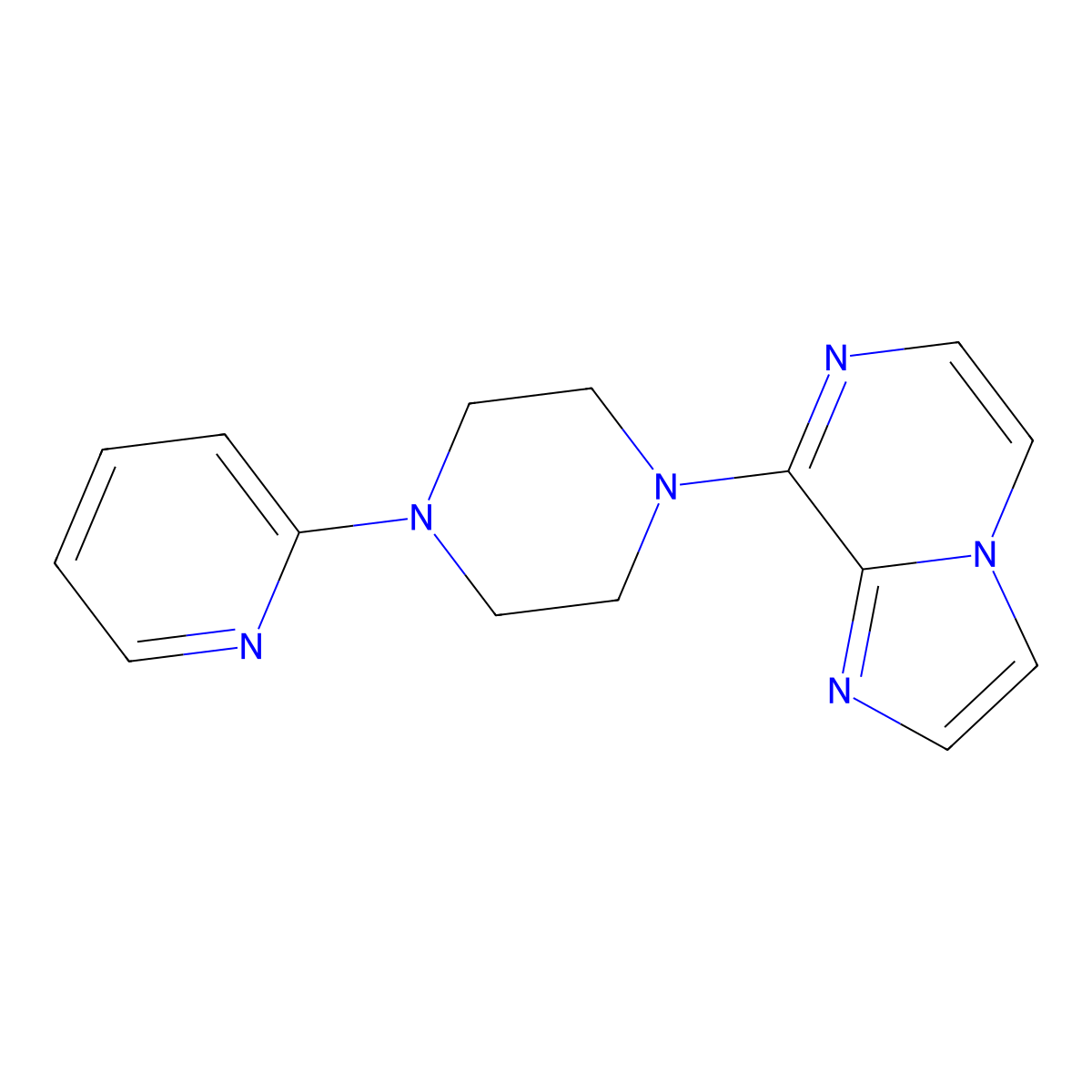 1-{Imidazo[1,2-a]pyrazin-8-yl}-4-(pyridin-2-yl)piperazine molecular structure, CAS 2650434-68-5