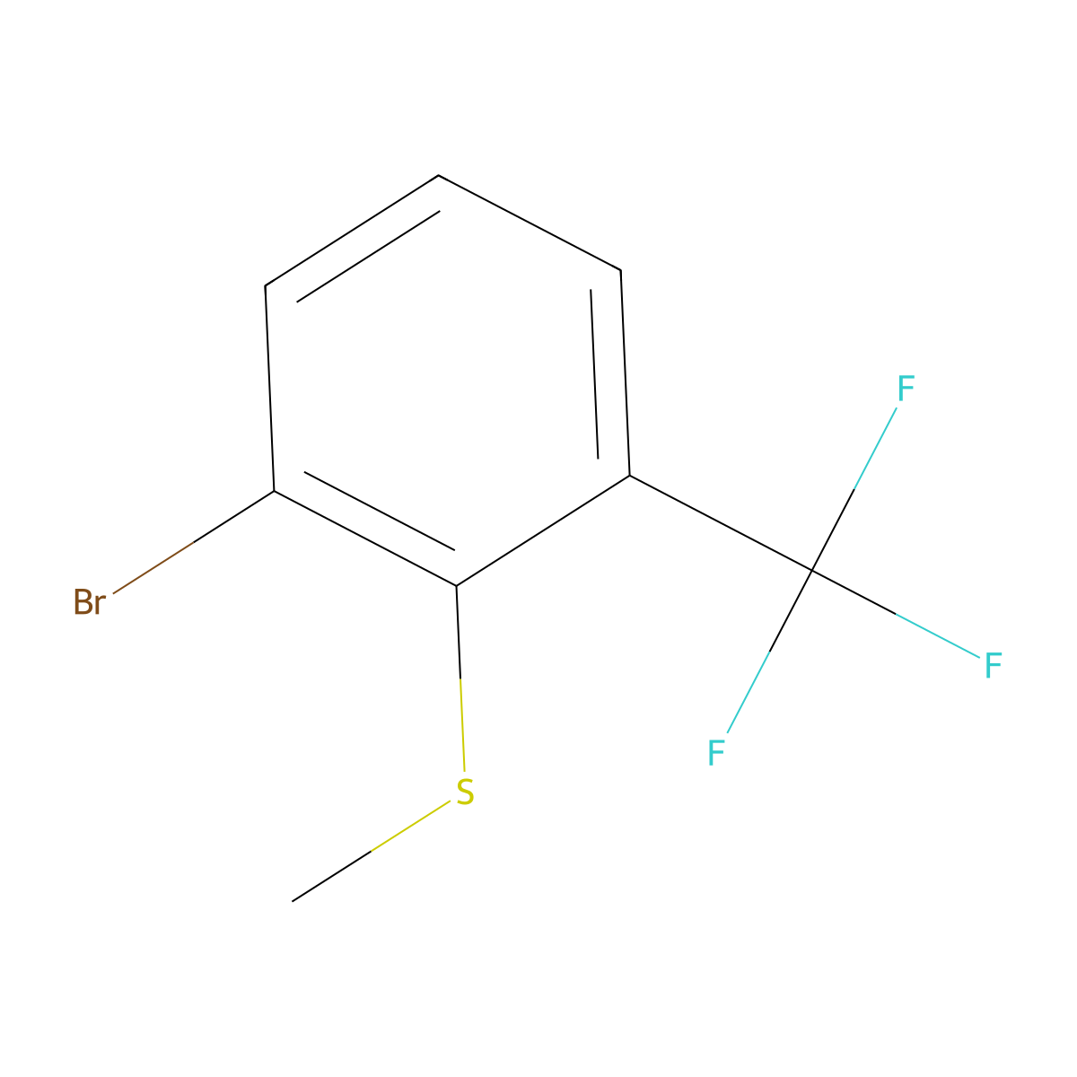 (2-Bromo-6-(trifluoromethyl)phenyl)(methyl)sulfane molecular structure, CAS 2650551-35-0