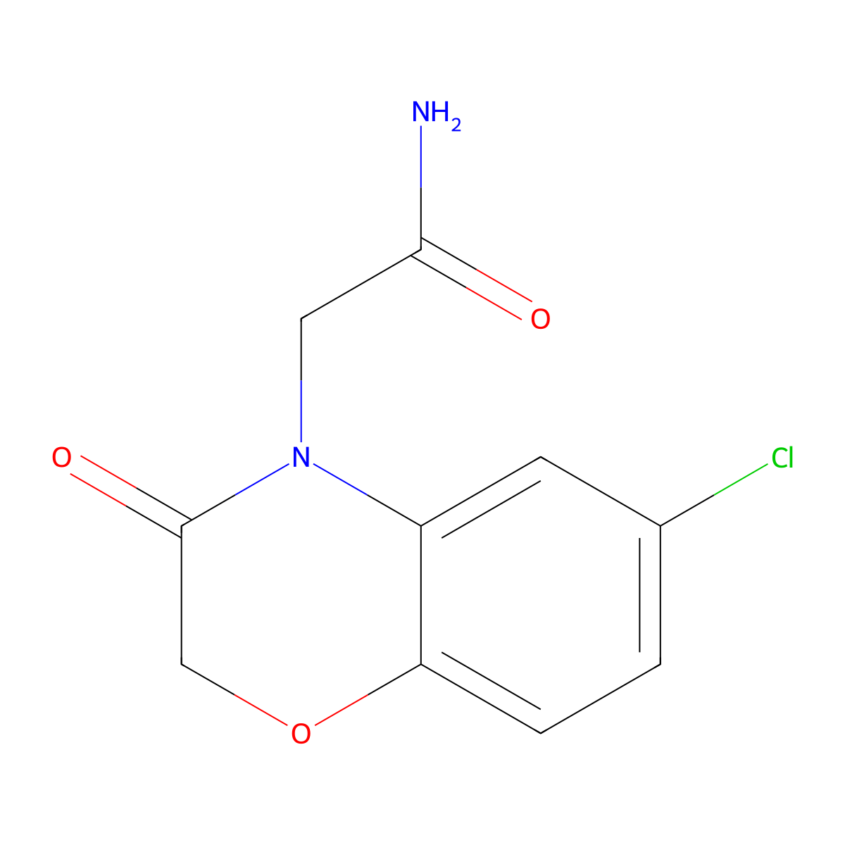 2-(6-Chloro-3-oxo-1,4-benzoxazin-4-yl)acetamide molecular structure, CAS 26509-17-1