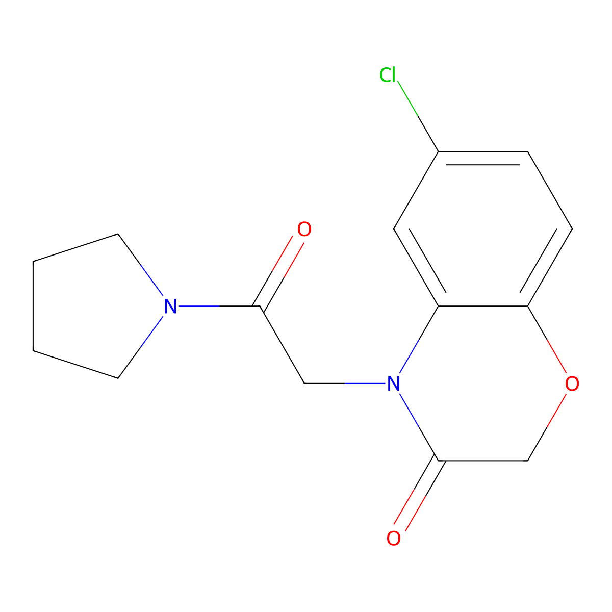 6-Chloro-4-(2-oxo-2-pyrrolidin-1-ylethyl)-1,4-benzoxazin-3-one molecular structure, CAS 26509-21-7