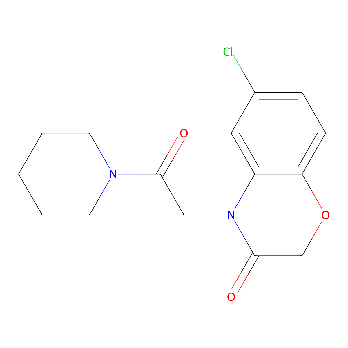 6-Chloro-4-(2-oxo-2-piperidin-1-ylethyl)-1,4-benzoxazin-3-one molecular structure, CAS 26509-22-8