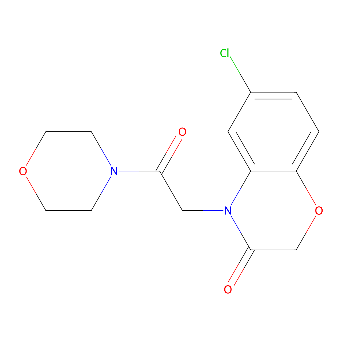 6-Chloro-4-(2-morpholin-4-yl-2-oxoethyl)-1,4-benzoxazin-3-one molecular structure, CAS 26509-23-9