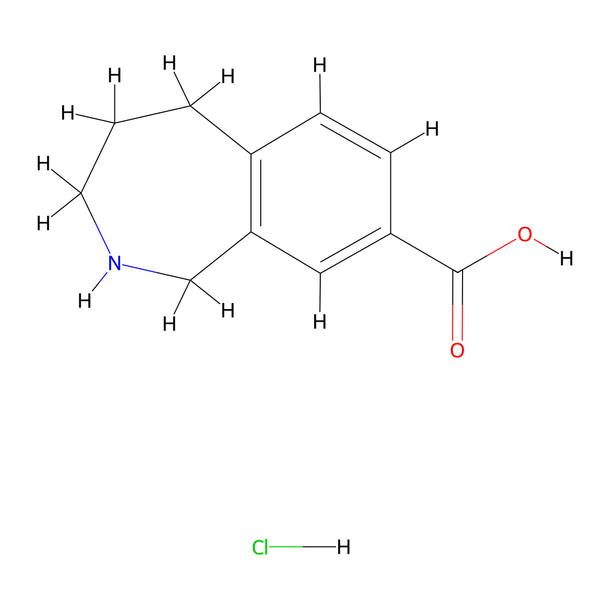2,3,4,5-tetrahydro-1H-2-benzazepine-8-carboxylic acid hydrochloride molecular structure, CAS 265102-35-0