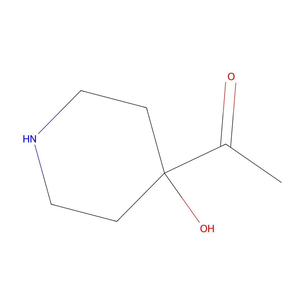 1-(4-Hydroxypiperidin-4-yl)ethan-1-one molecular structure, CAS 265107-16-2