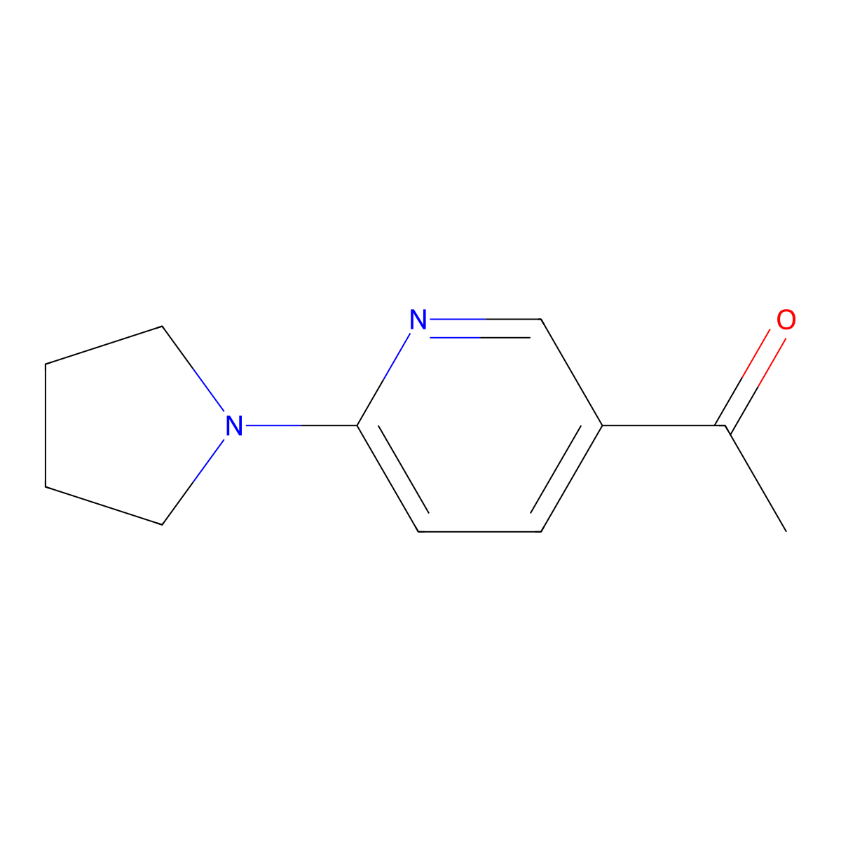 1-(6-(Pyrrolidin-1-yl)pyridin-3-yl)ethanone molecular structure, CAS 265107-45-7