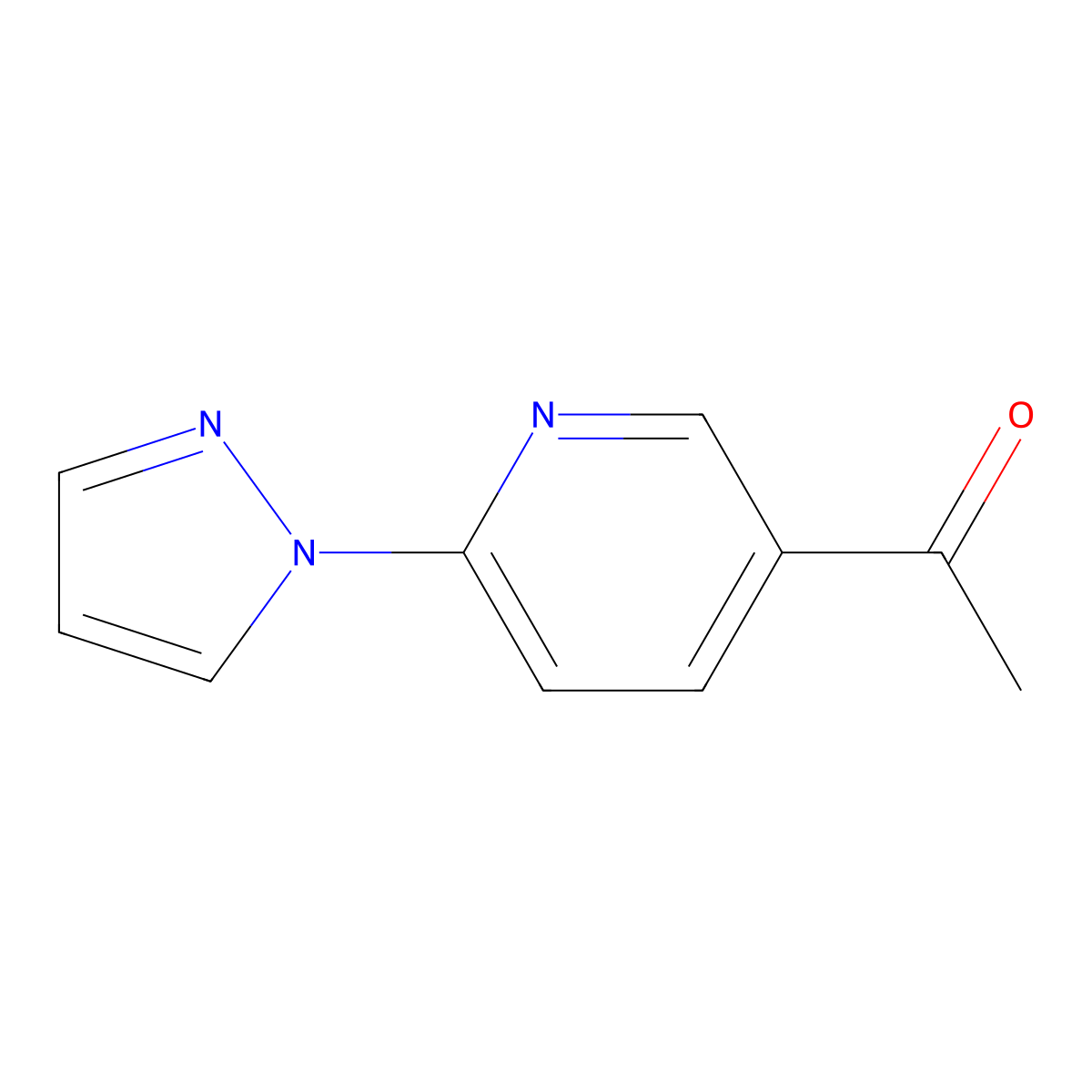 1-(6-(1H-pyrazol-1-yl)pyridin-3-yl)ethanone molecular structure, CAS 265107-85-5