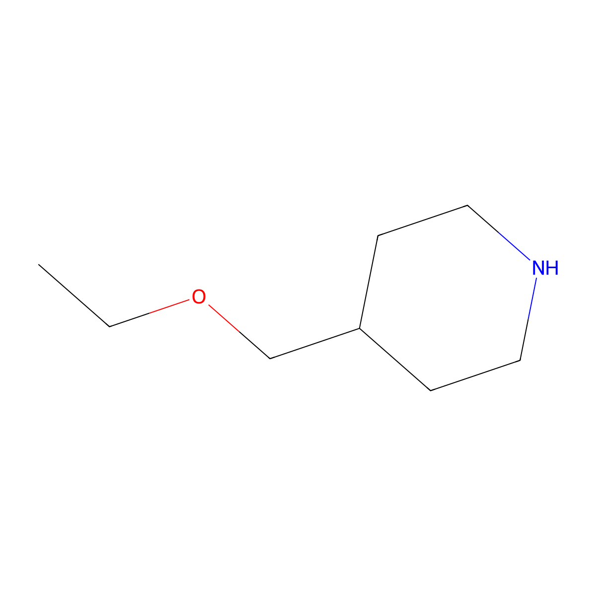 4-(Ethoxymethyl)piperidine molecular structure, CAS 265108-38-1
