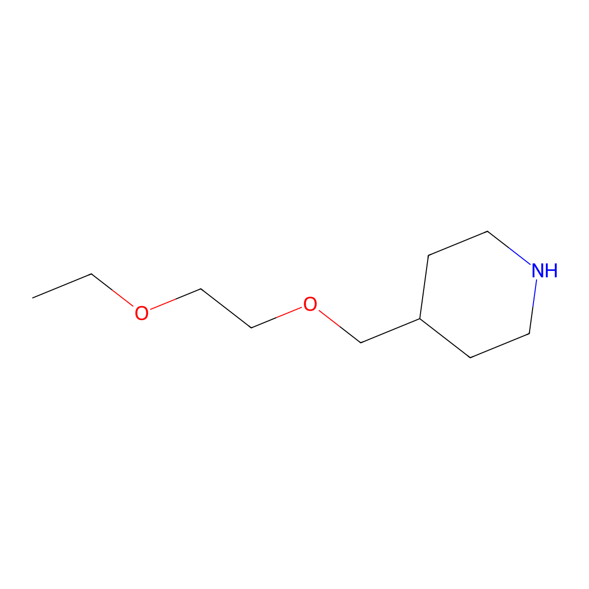 4-[(2-Ethoxyethoxy)methyl]piperidine molecular structure, CAS 265108-40-5