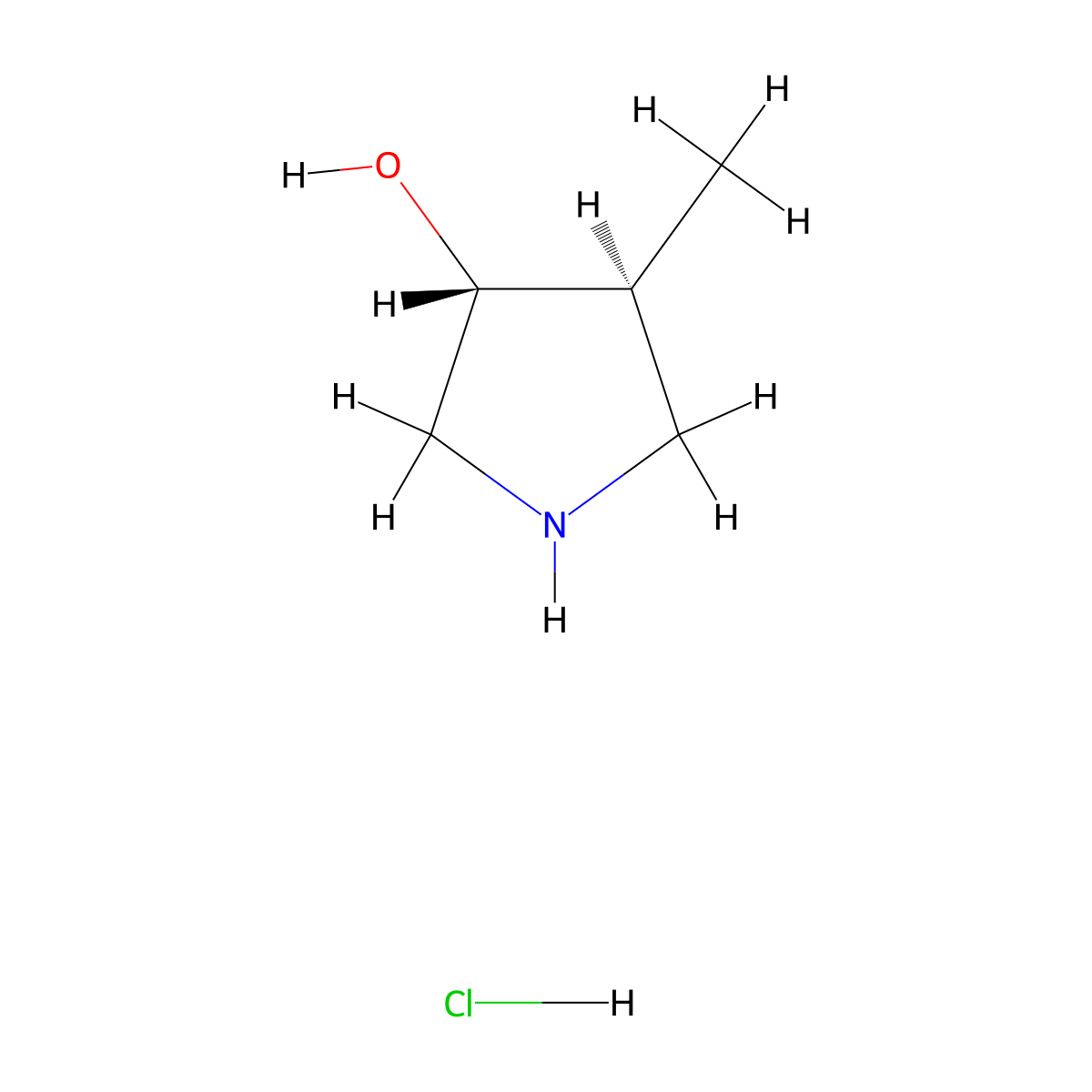 rac-(3R,4S)-4-methylpyrrolidin-3-ol hydrochloride molecular structure, CAS 265108-42-7