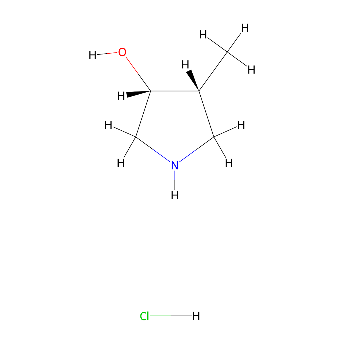 rac-(3R,4R)-4-methylpyrrolidin-3-ol hydrochloride molecular structure, CAS 265108-43-8