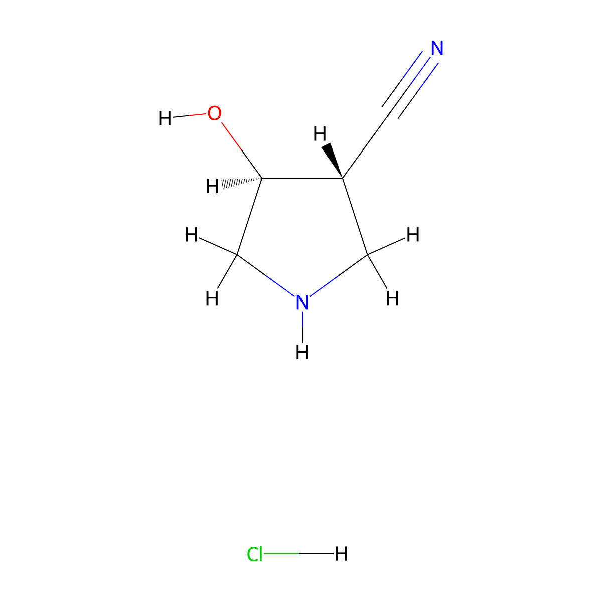 rac-(3R,4R)-4-hydroxypyrrolidine-3-carbonitrile hydrochloride molecular structure, CAS 265108-44-9