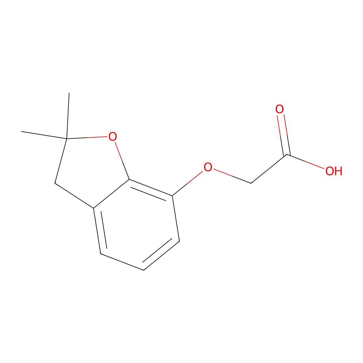 2-((2,2-Dimethyl-2,3-dihydro-1-benzofuran-7-yl)oxy)acetic acid molecular structure, CAS 265119-94-6