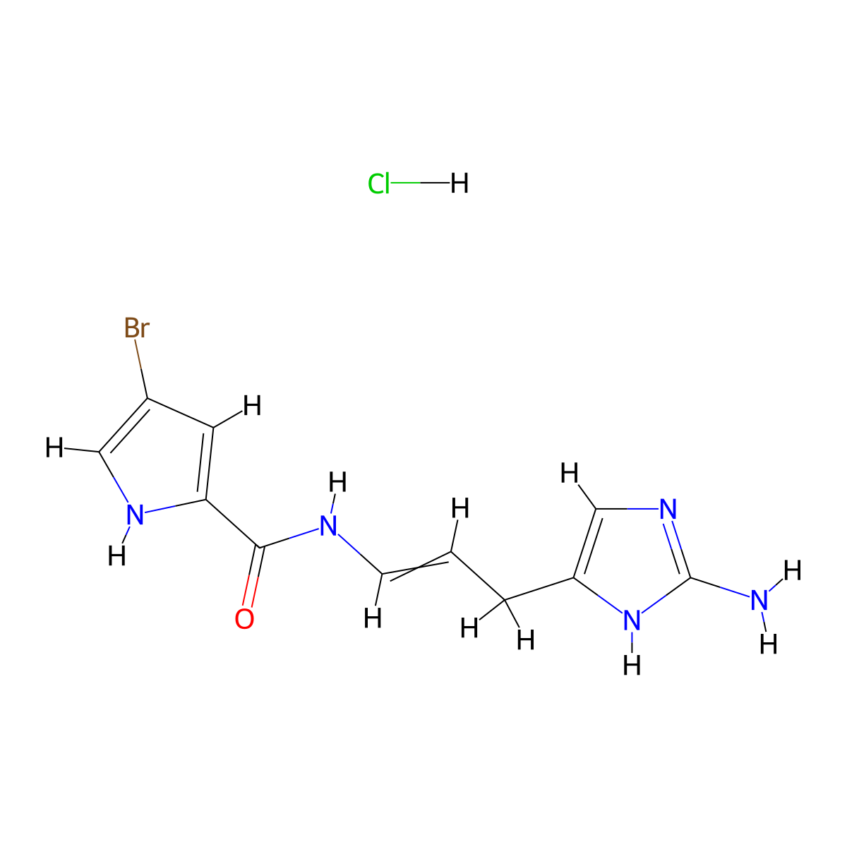 Hymenidin hydrochloride molecular structure, CAS 2651207-52-0